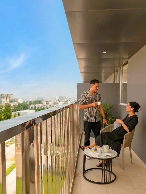 Book hotel room with balcony in Chandigarh – Orchid Hotel Zirakpur Hotel room balcony in Chandigarh at Orchid Hotel Zirakpur – luxury stay with city view balcony