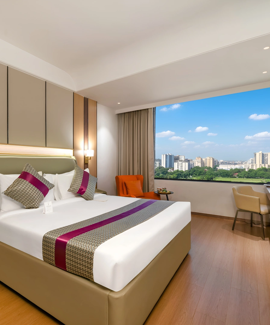 Premier Room at Orchid Hotel Chandigarh Zirakpur – elegant and upscale hotel room in Chandigarh near airport with workspace and modern comforts, book online