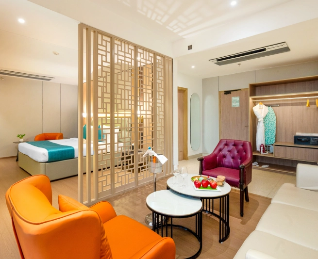 May Flower Suite at Orchid Hotel Chandigarh Zirakpur – luxury hotel suite in Chandigarh with spacious living area and premium amenities