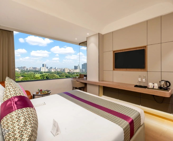 Premier Room at Orchid Hotel Chandigarh Zirakpur – luxury hotel rooms in Chandigarh near airport with modern interiors and workspace