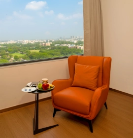 Book stylish Deluxe Room at Orchid Hotel Chandigarh – Best hotel in Zirakpur Chandigarh Elegant interior of Deluxe Room at Orchid Hotel Chandigarh with premium design and amenities – book hotel room today