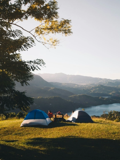 Black sand beach with greenery around