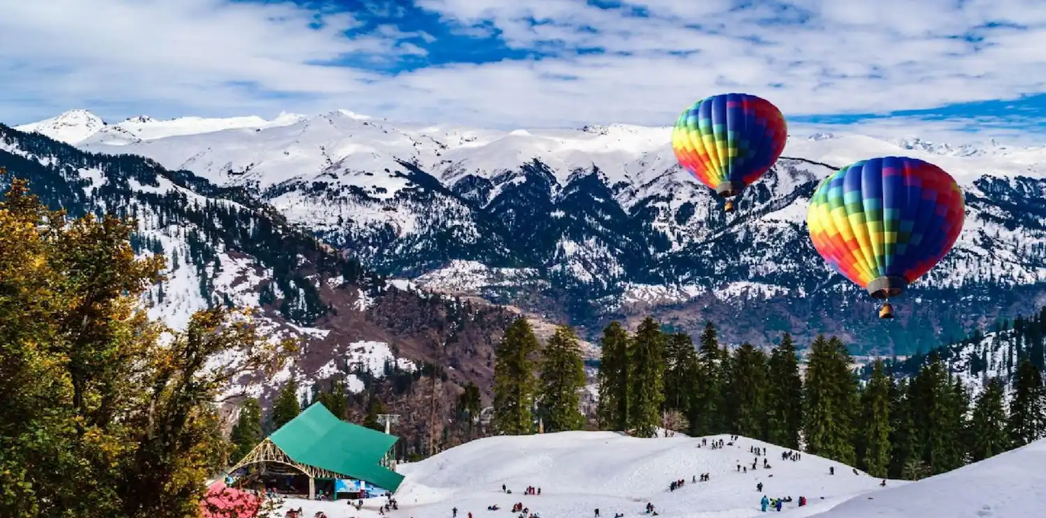 The Orchid Hotel Manali surrounded by Himalayan mountains and valley views
