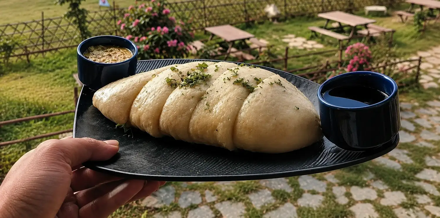 Himachali siddu and chana madra, local Manali food