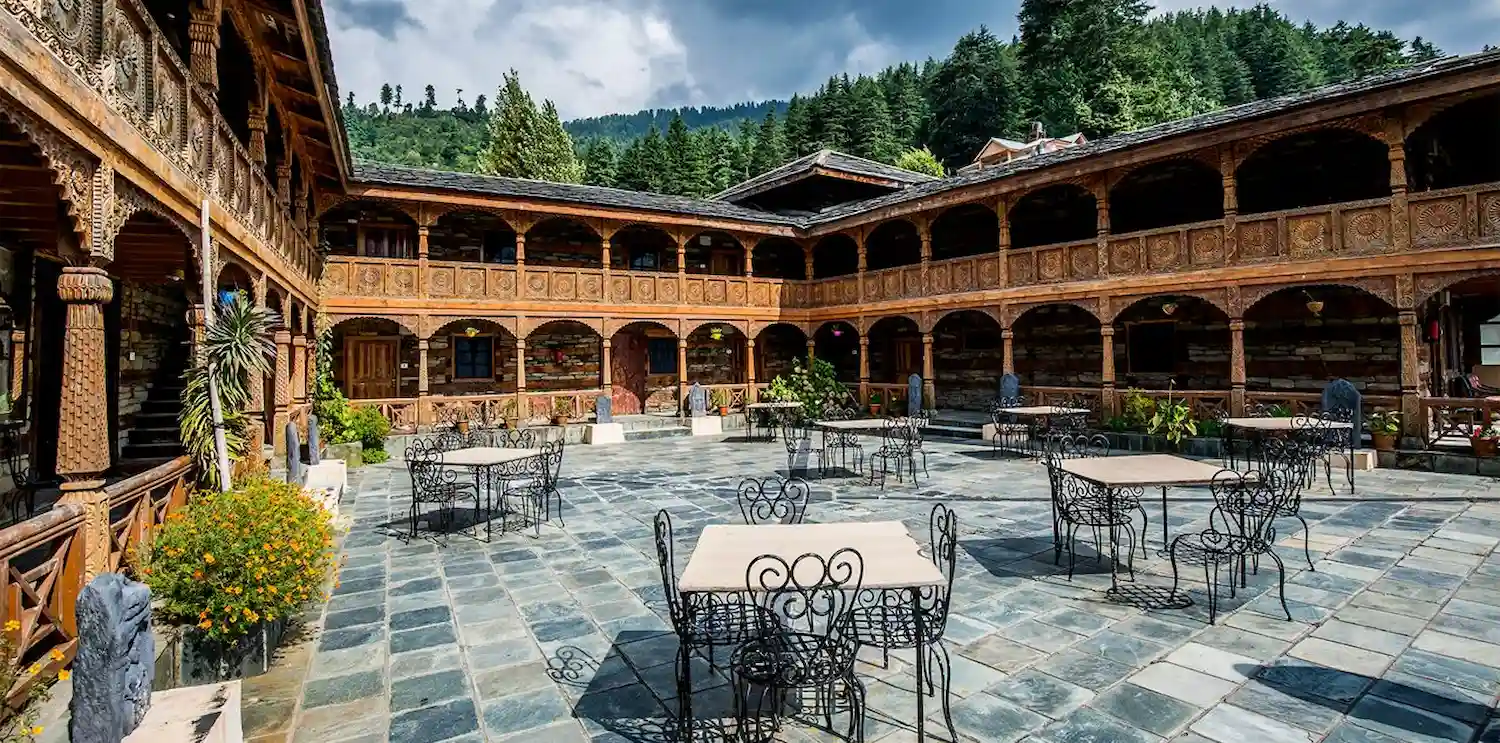 Naggar Castle near Manali with valley views