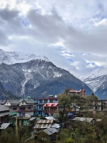 Majestic mountains and snow-covered landscape at Tosh, Manali