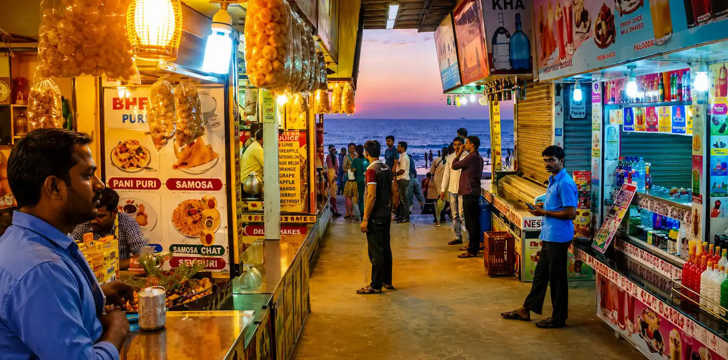 Juhu Beach at sunset near Mumbai airport