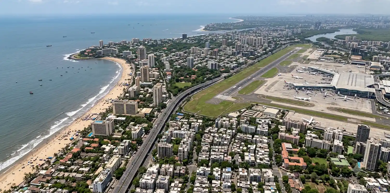 Vile Parle and Juhu area near Mumbai airport from above