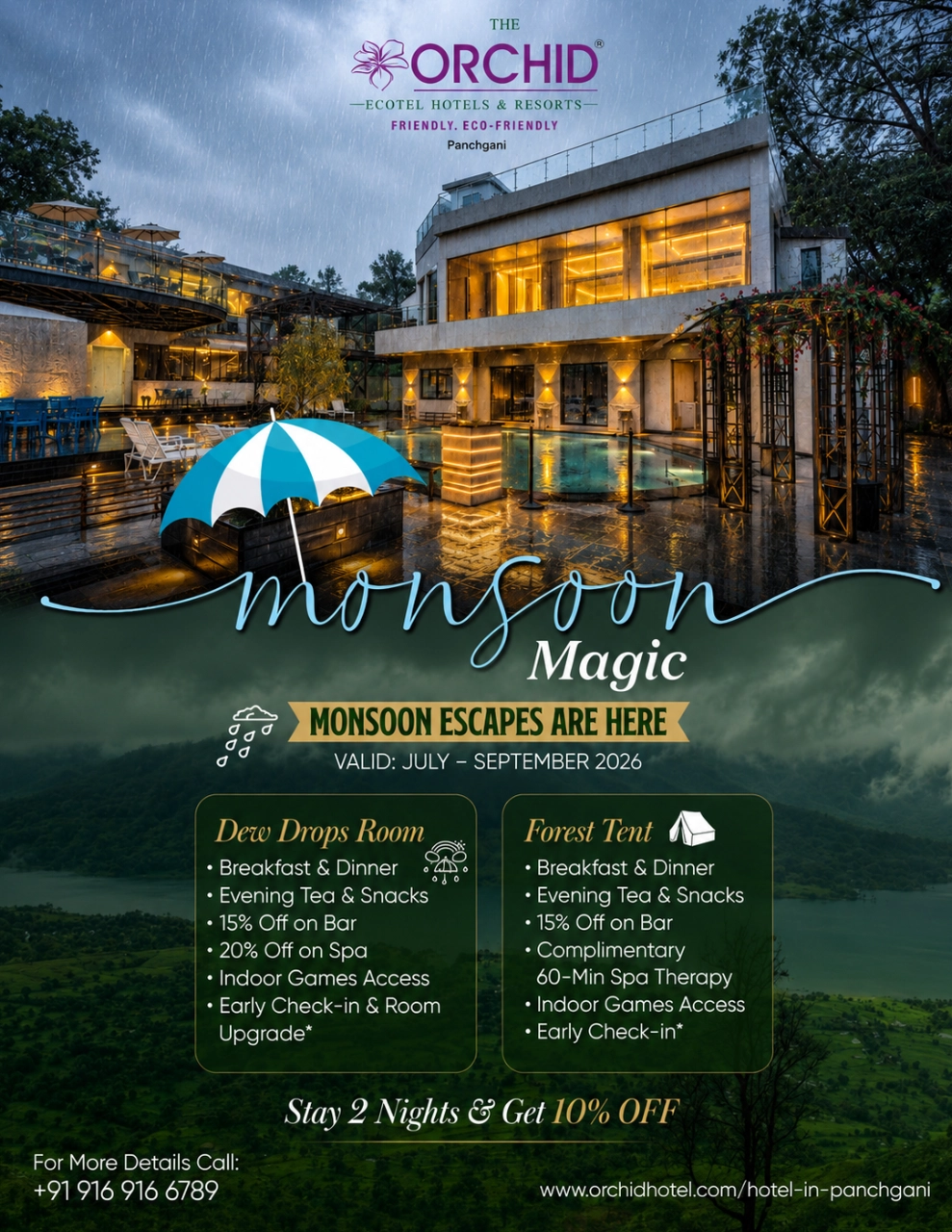 Monsoon Magic hotel offers at Orchid Hotel Panchgani with luxury stay experiences during the rainy season