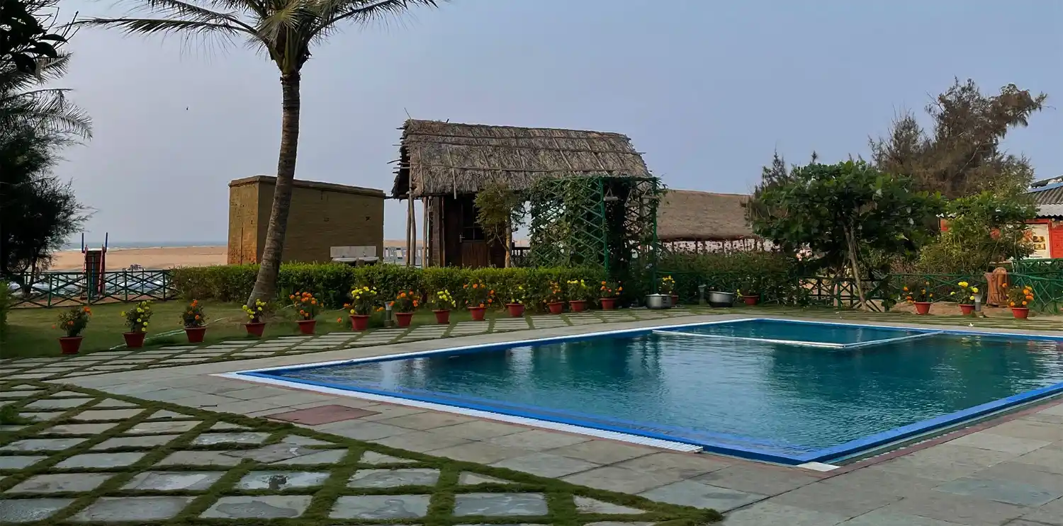 Resort amenities in Konark with beachfront views