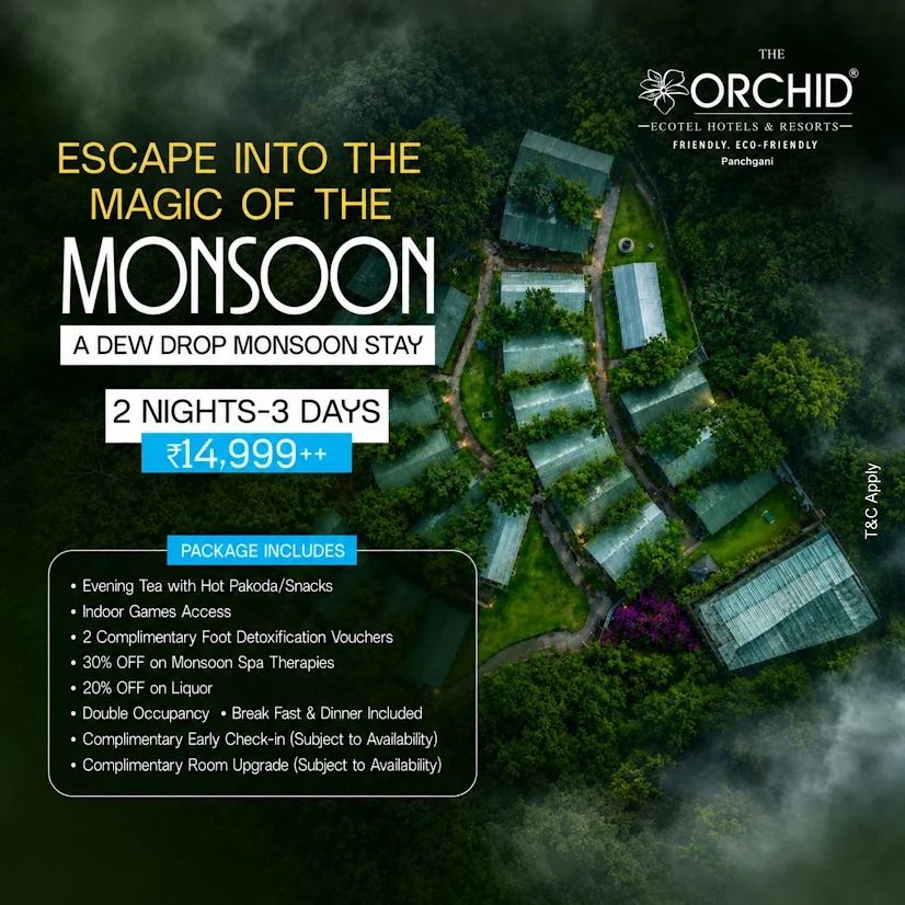 Monsoon stay package at The Orchid Hotel Panchgani with forest view cottages and exclusive 2 nights 3 days offer from ₹14,999++.