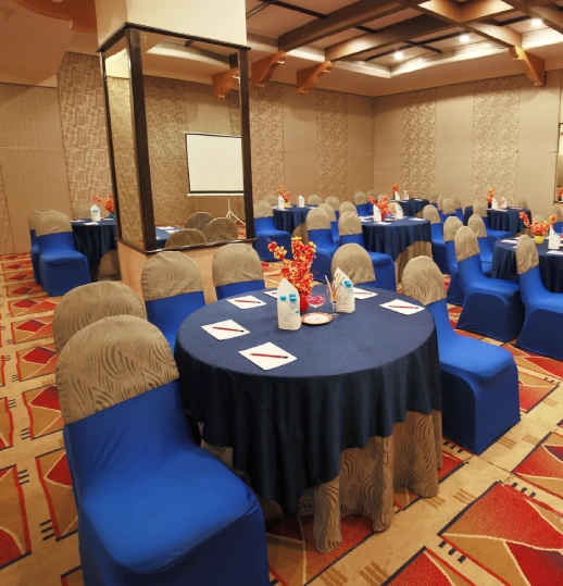 Indoor Banquet Decor – Corporate Event Setup at Orchid Pune