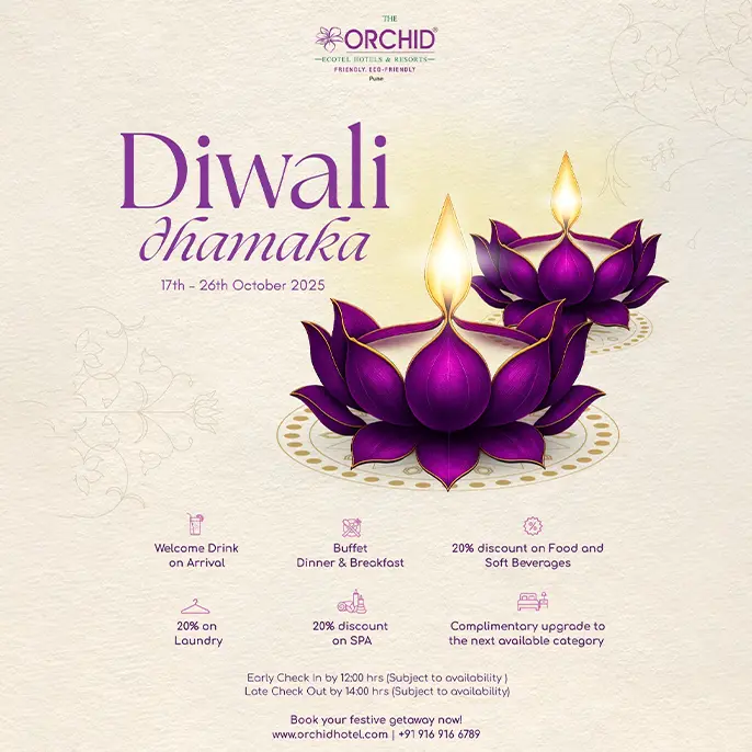 Diwali Special Stay in Pune with Lights, Dinner, and Gift Hampers at Orchid Hotel
