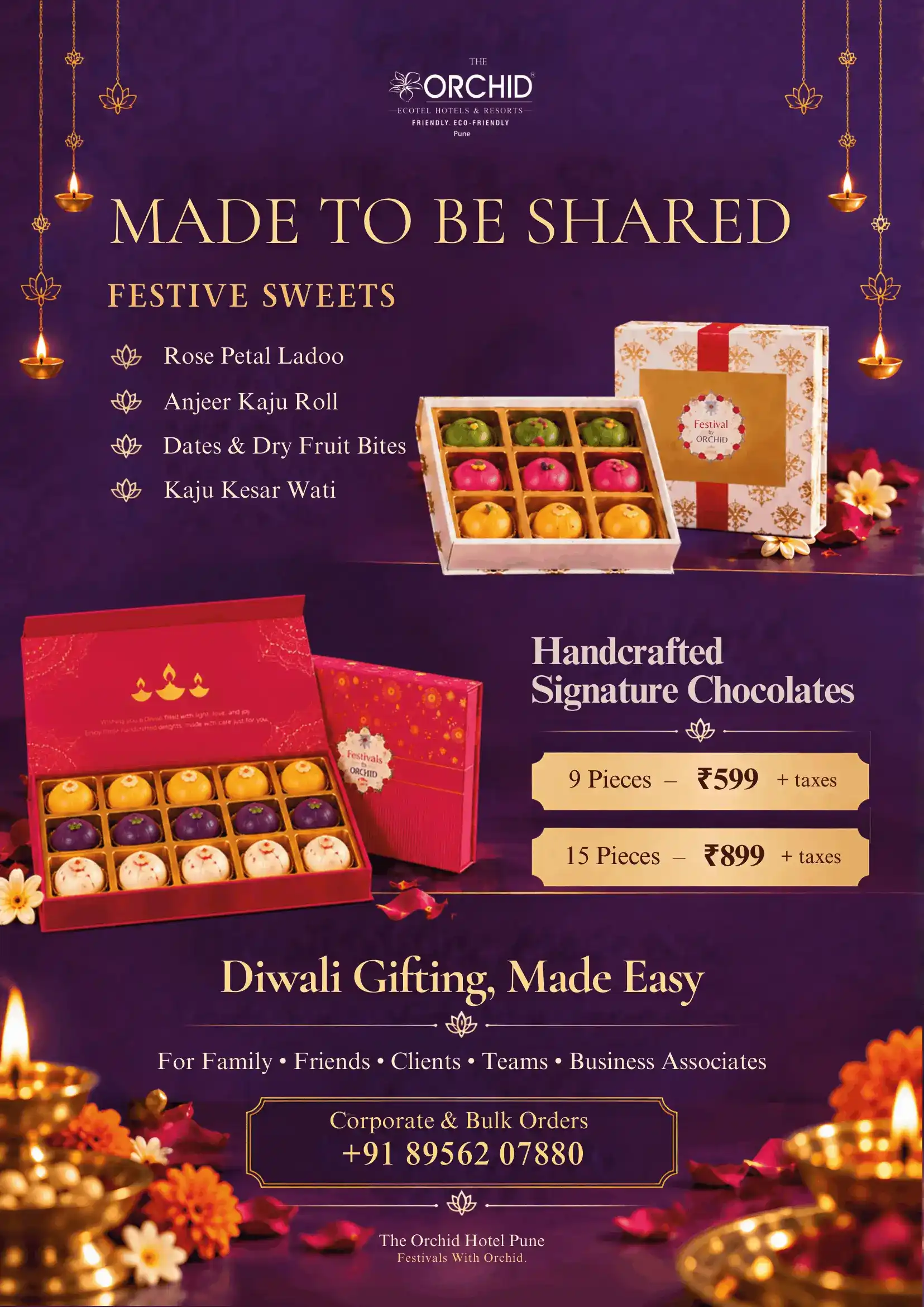 Festive Sweets at The Orchid Hotel Pune Festive sweets and handcrafted signature chocolates at The Orchid Hotel Pune