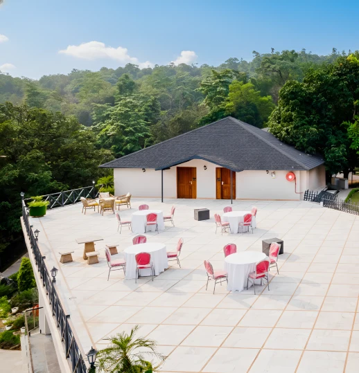 Scenic open lawn wedding venue near Byasi in Rishikesh at The Orchid Rishivan for destination weddings