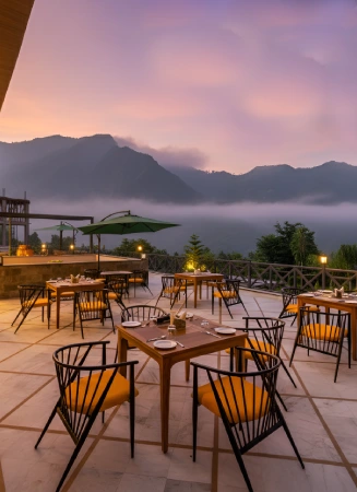Luxury multi-cuisine restaurant in Rishikesh near Byasi at The Orchid Rishivan, one of the best hotels in Rishikesh with Valley view