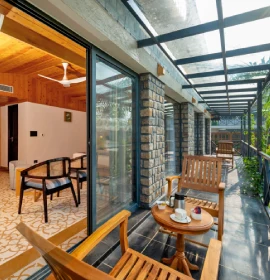 Luxury Resort Cottage Stay in Rishikesh Near Byasi | Orchid Rishikesh Modern interior of Rishikesh resort cottage for families and couples