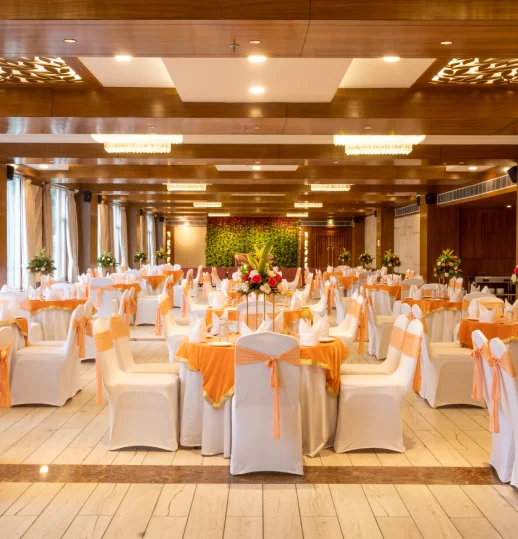 Intimate wedding venue setup at Chancery Banquet Hall in Shimla with stylish décor