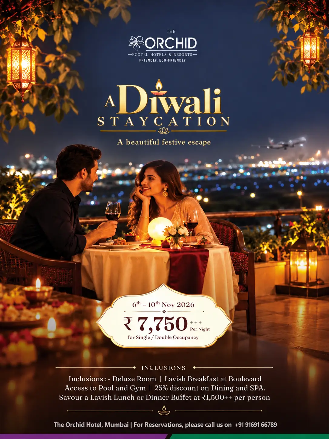 Diwali dining offer at The Orchid Hotel Mumbai