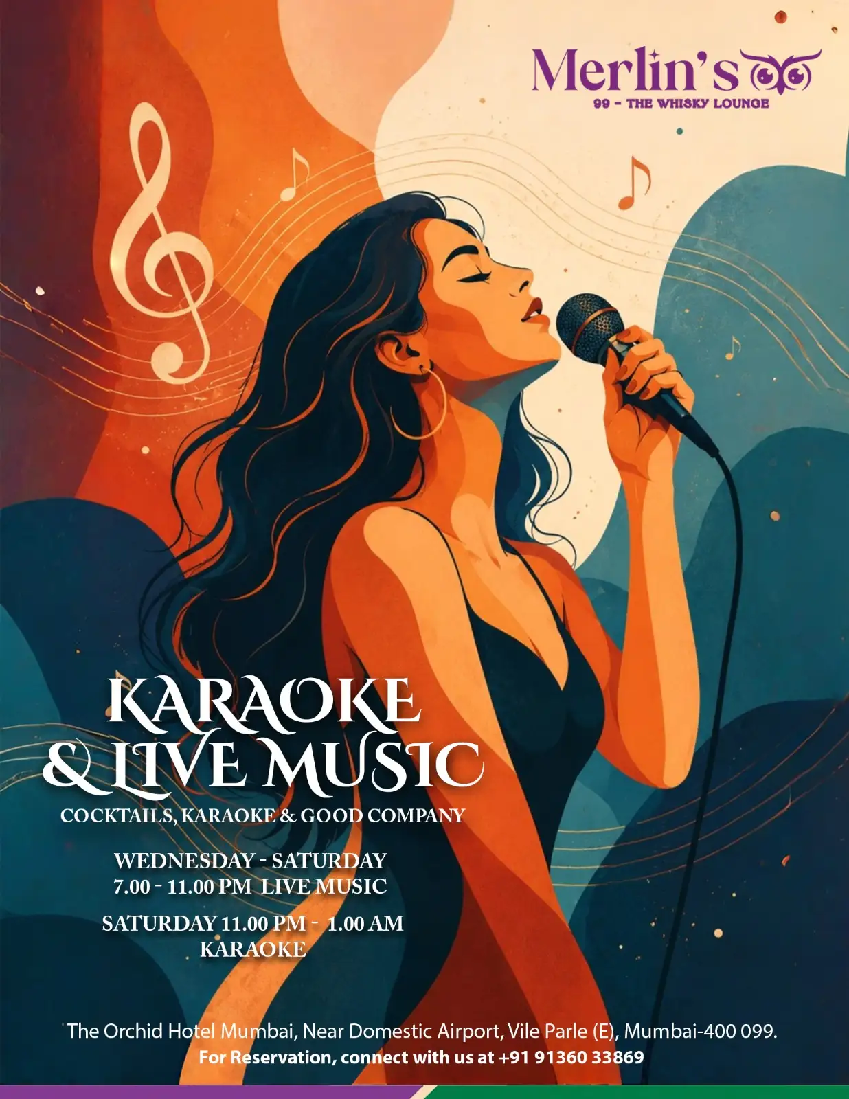 Merlins 99 – Live Music & Karaoke at The Orchid Hotel Mumbai Live music and karaoke night at Merlins 99 Whiskey Lounge, The Orchid Hotel Mumbai