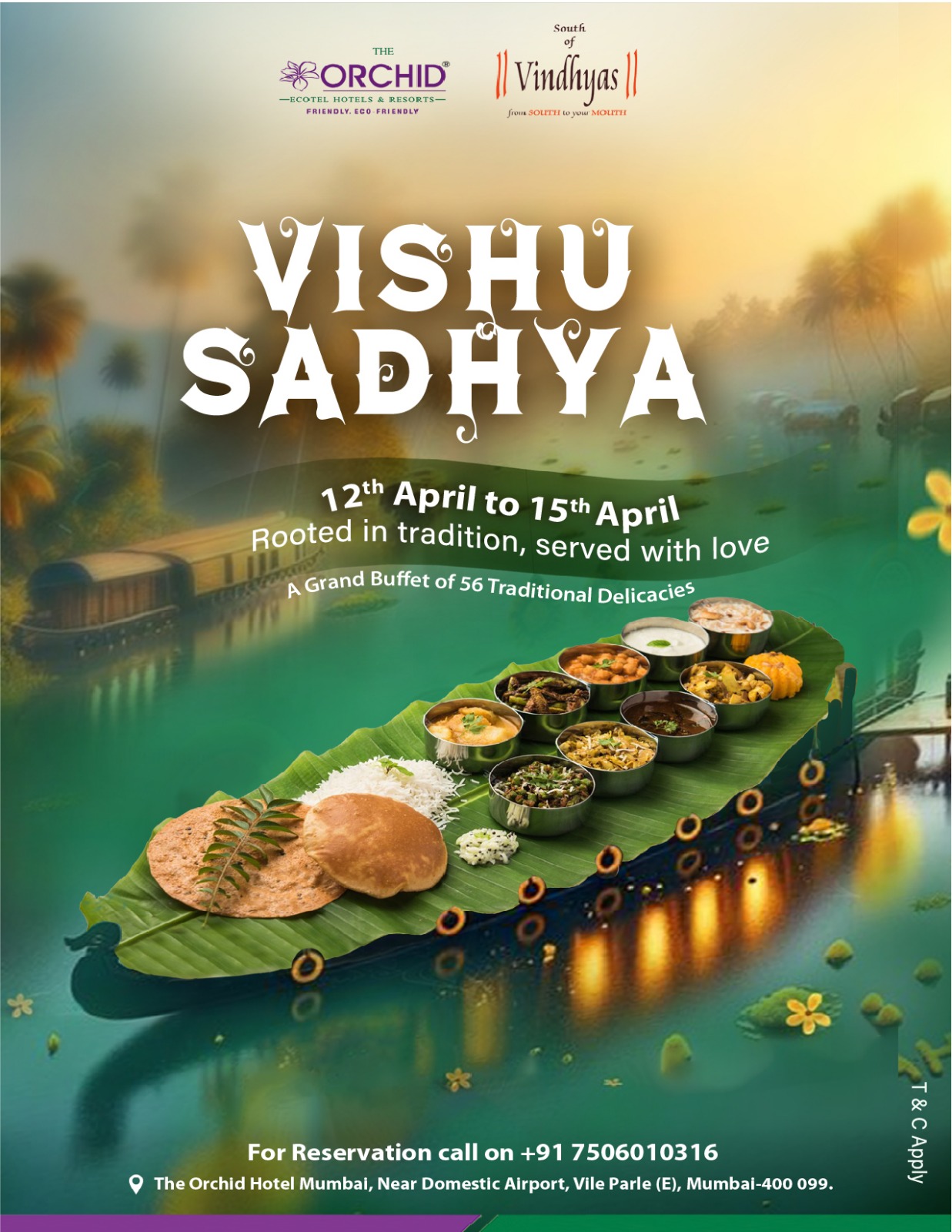 Mumbai’s Most Grand Vishu Sadhya at South of Vindhyas, The Orchid Hotel Mumbai with 56 traditional South Indian dishes