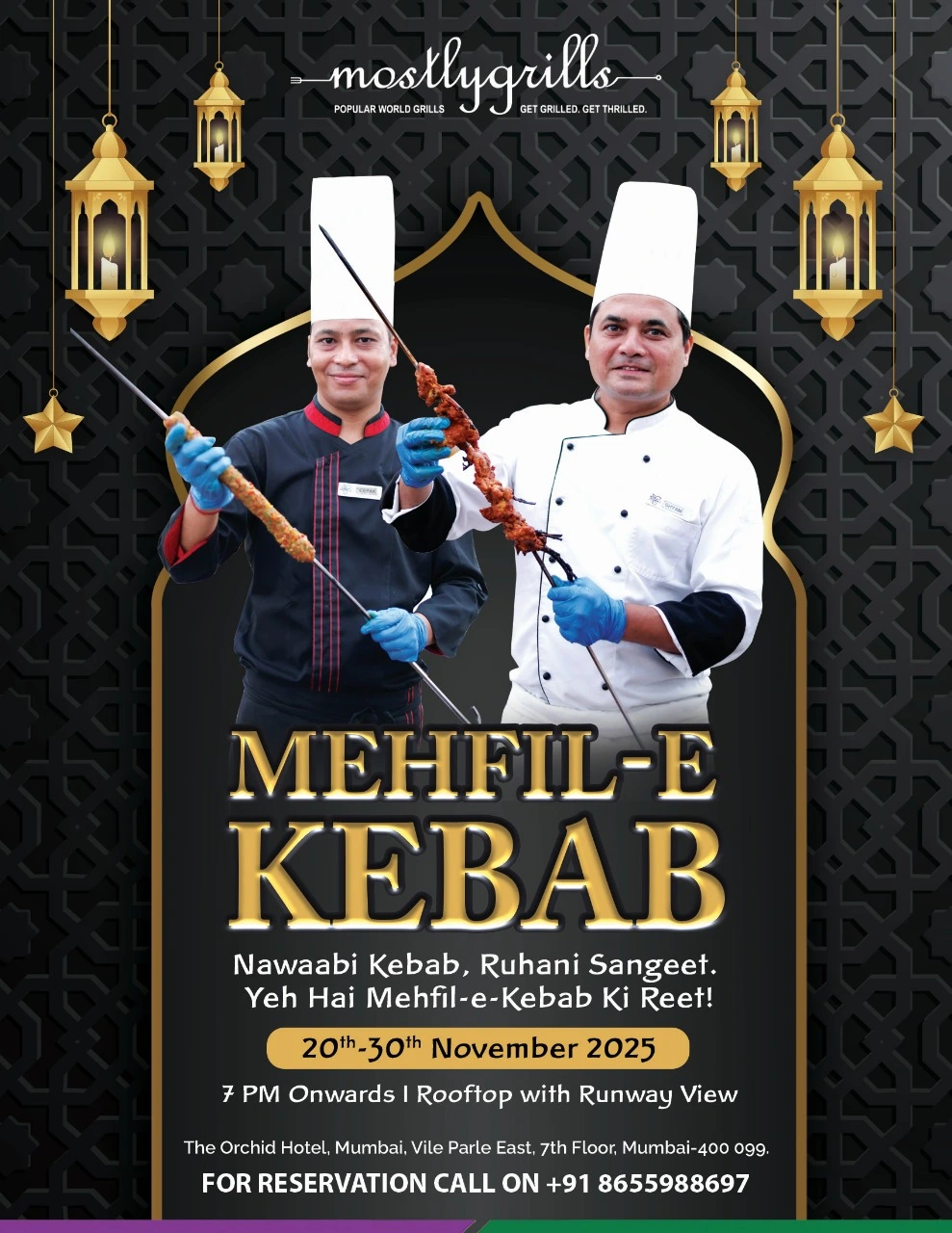 Mehfil-e-Kebab dining offer at Mostly Grills rooftop restaurant with runway view at The Orchid Hotel Mumbai